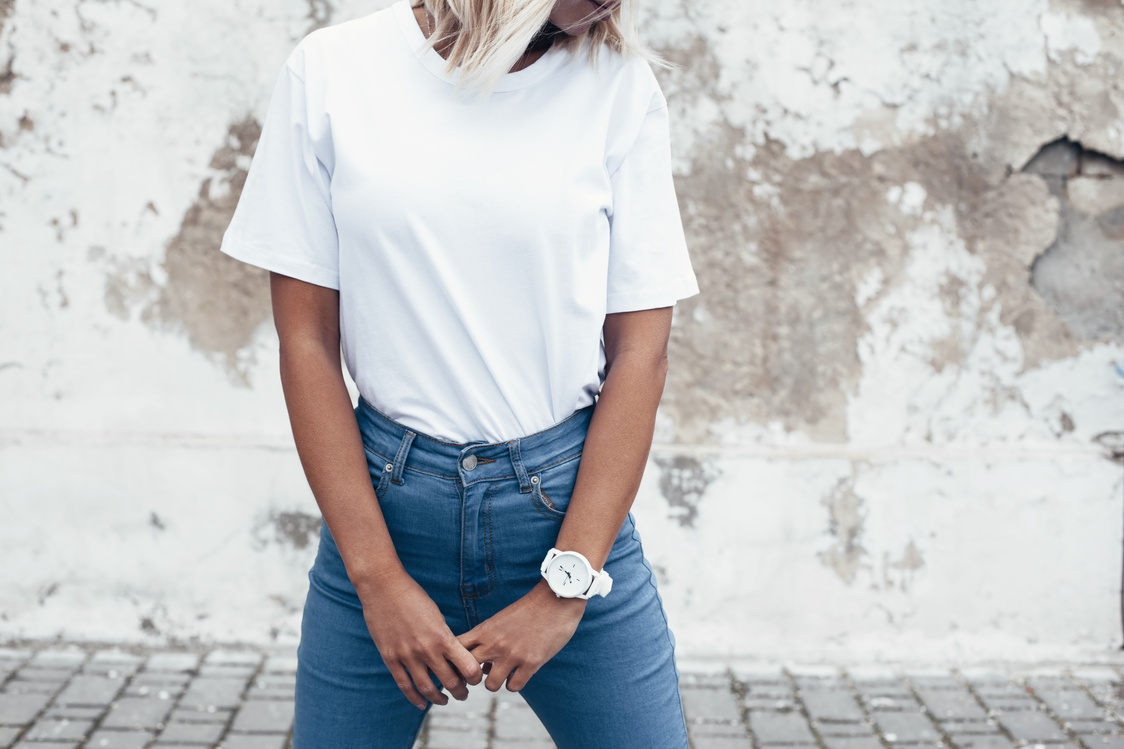 Model Posing Against Street Wall